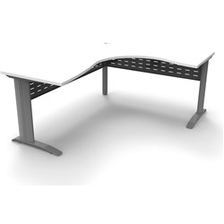 Rapid Span Deluxe Corner Desk Workstation 1500 x 1500 x 750 Natural White & Silver