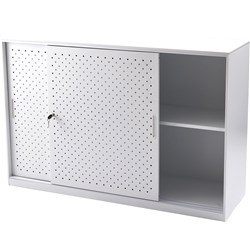 Go Steel Perforated Door Sliding Door Cupboard 1530W x 473D x 1016mmH White