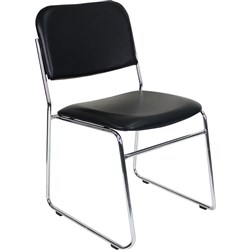 Evo Upholstered Visitor Chair Chrome Sled Base Black PU