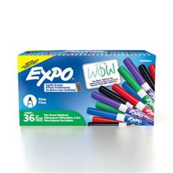 Expo Whiteboard Markers Dry Erase Fine Bullet Assorted Box of 36