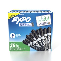 Expo Whiteboard Markers Dry Erase Chisel Tip Black Box of 36