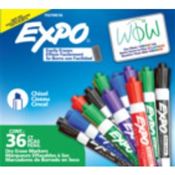 Expo Whiteboard Markers Dry Erase Chisel Tip Assorted Box of 36