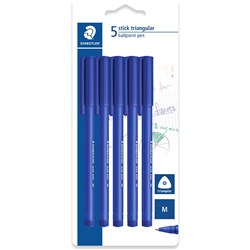 Staedtler 432 Stick Triangular Ballpoint Pen Medium 1.0mm Blue Pack of 5