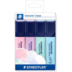 Staedtler Classic Highlighters Chisel 1-5mm Textsurfer Pastel Assorted Wallet of 4