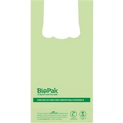 BioPak Compostable Bin Liners With Handle 8L Green Pack of 100