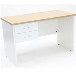 Logan Student Desk 1200W x 600mmD With 2 Drawers Oak & White