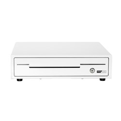 POS-mate Cash Drawer 4 Note 8 Coin 330mm Wide Gloss White