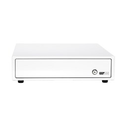 POS-mate Manual Cash Drawer 4 Note 8 Coin 330mm Wide Push Open Gloss White