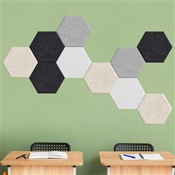 SANA Easy Stick Acoustic Hexagon Wall Tile 300 x 260mm Assorted Pack Of 6