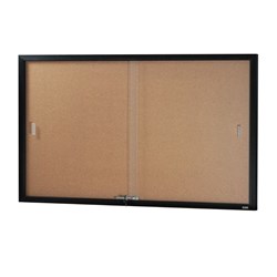 Visionchart Notice Case Black 2 Sliding Door Pinnable 1525W x 915mmH