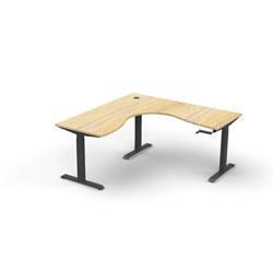 Boost Crank Desk Manual Corner Workstation 1500/1500W x 750D x 705-1155mmH Oak/Black