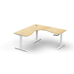 Boost Crank Desk Manual Corner Workstation 1500/1500W x 750D x 705-1155mmH Oak/White