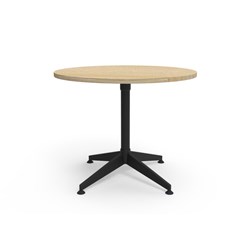 Typhoon Round Meeting Table 900mm Diam Natural Oak Top Black Base