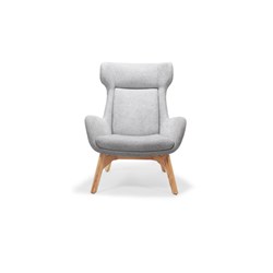 Calypso Lounge Chair Wing Back Light Grey White Ashwood Base