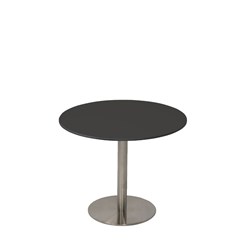 Estillo Round Meeting Table 1200mm Black Top Stainless Steel Disc Base