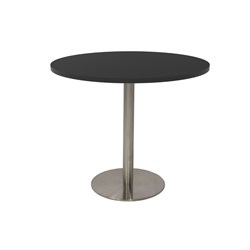 Estillo Round Meeting Table 900mm Black Top Stainless Steel Disc Base