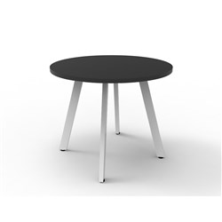 Eternity Round Meeting Table 900mm Diam Top Black Top White Base