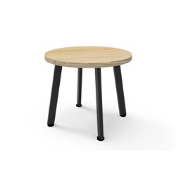 Eternity Round Coffee Table 500mmD Natural Oak Top Black Base