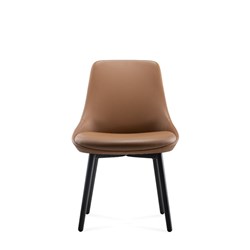 Eros Breakout Room Chair Amber PU Leather Seat Black Steel Legs