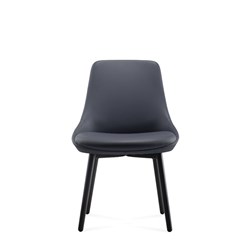 Eros Breakout Room Chair French Navy PU Leather Seat Black Steel Legs