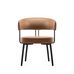 Hera Breakout Room Chair Amber PU Leather Seat Black Steel Legs