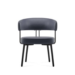 Hera Breakout Room Chair French Navy PU Leather Seat Black Steel Legs