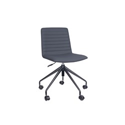 Pixel Breakout Room Chair French Navy PU Leather Seat No Arms Black Base