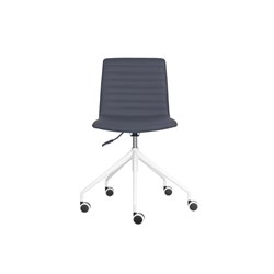 Pixel Breakout Room Chair French Navy PU Leather Seat No Arms White Base