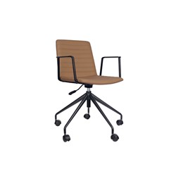 Pixel Breakout Room Chair Amber PU Leather Seat With Arms Black Base