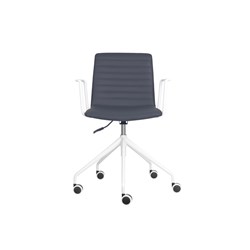 Pixel Breakout Room Chair French Navy PU Leather Seat With Arms White Base