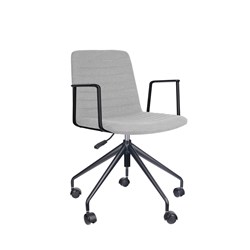 Pixel Breakout Room Chair Light Grey Fabric Seat With Arms Black Base