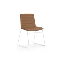 Pixel Visitor Chair Amber PU Leather Seat White Sled Base