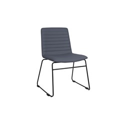 Pixel Visitor Chair French Navy PU Leather Seat Black Sled Base