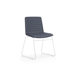 Pixel Visitor Chair French Navy PU Leather Seat White Sled Base