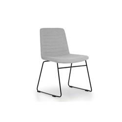 Pixel Visitor Chair Light Grey Fabric Seat Black Sled Base