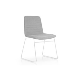 Pixel Visitor Chair Light Grey Fabric Seat White Sled Base