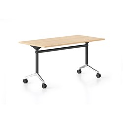 Typhoon Flip Top Table 2100W x 750D Natural Oak Top Black and Chrome Frame