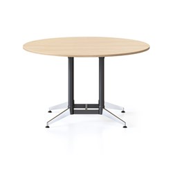 Typhoon Round Meeting Table 1200mm Diam Natural Oak Top Black and Chrome Base