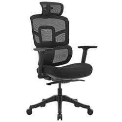 Miami Executive Chair High Back With Arms Black Fabric Seat Mesh Back