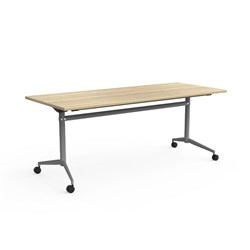 OLG Uni Flip Table 1200W x 600D x 720mmH Silver Frame New Oak Top