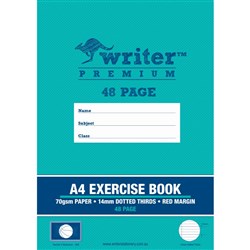 Writer Premium Exercise Book A4 18mm Dotted Thirds + Margin 48 Page - Ball