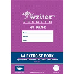 Writer Premium Exercise Book A4 24mm Dotted Thirds + Margin 48 Page - Plane