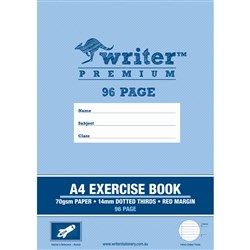 Writer Premium Exercise Book A4 14mm Dotted Thirds + Margin 96 Page - Rocket