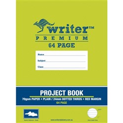 WRITER PREMIUM PROJECT BOOK PLAIN/DOTTED THIRDS 24MM + MARGIN 64 PAGE