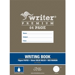 Writer Premium Writing Book 330 x 240mm 18mm Solid Ruled + Margin 64 Page - Raindrop