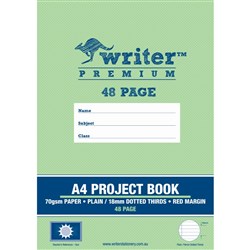 Writer Premium Project Book A4 Plain / 18mm Dotted Thirds + Margin 48 Page - Sun