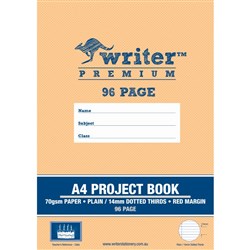 Writer Premium Project Book A4 Plain / 14mm Dotted Thirds Red Margin 96pg - Cake