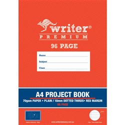 Writer Premium Project Book A4 Plain/18mm Dotted Thirds Red Margin 96pg - Moon