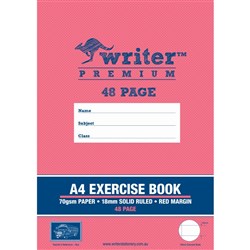 Writer Premium Exercise Book A4 18mm Solid Ruled + Margin 48 Page - Bus