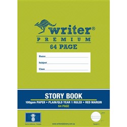 Writer Premium Story Book QLD Ruling Year 1 Plain/Ruled 24mm 330x240mm 64pg Pineapple